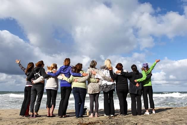 Women standing at beach